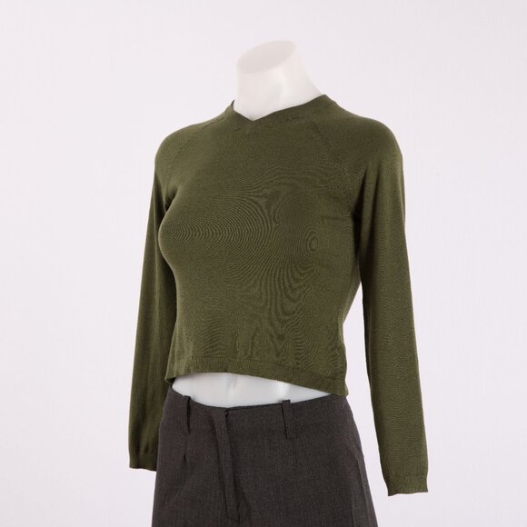 Nima for Philippe Adec Olive Green Cropped Knit Sweater Size US S - Picture 3 of 7